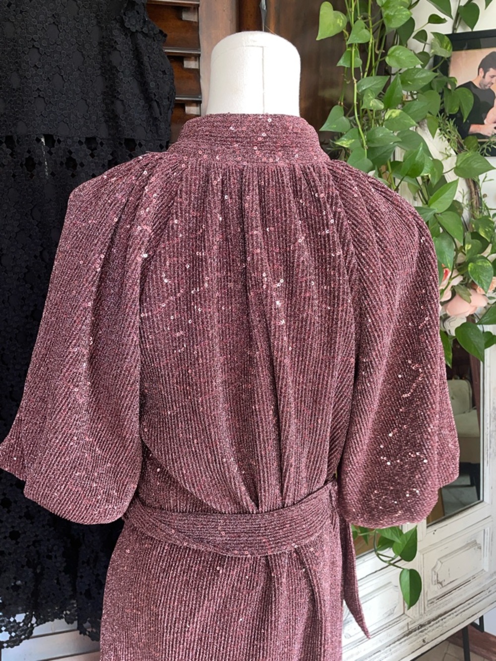 CIEBON Metallic Knit Nordstrom Sparkling Rose Pink Sequin Dress Medium Current - Picture 11 of 13